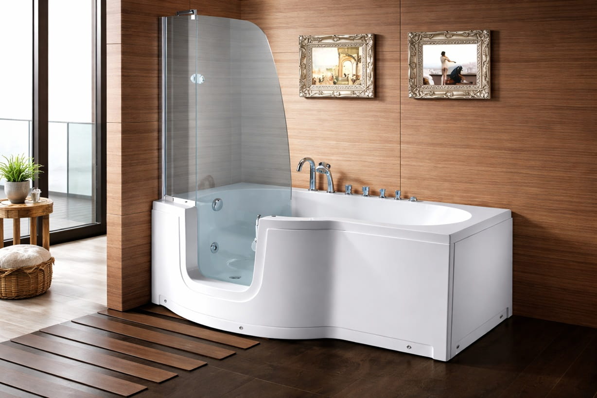 Accessible walk-in bathtub installation for safety, comfort, and ADA-oriented bathroom planning